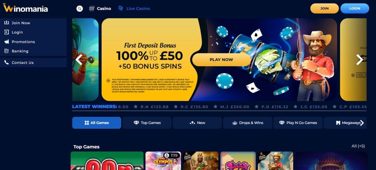 Winomania Casino — Slots, Jackpots & Live Tables