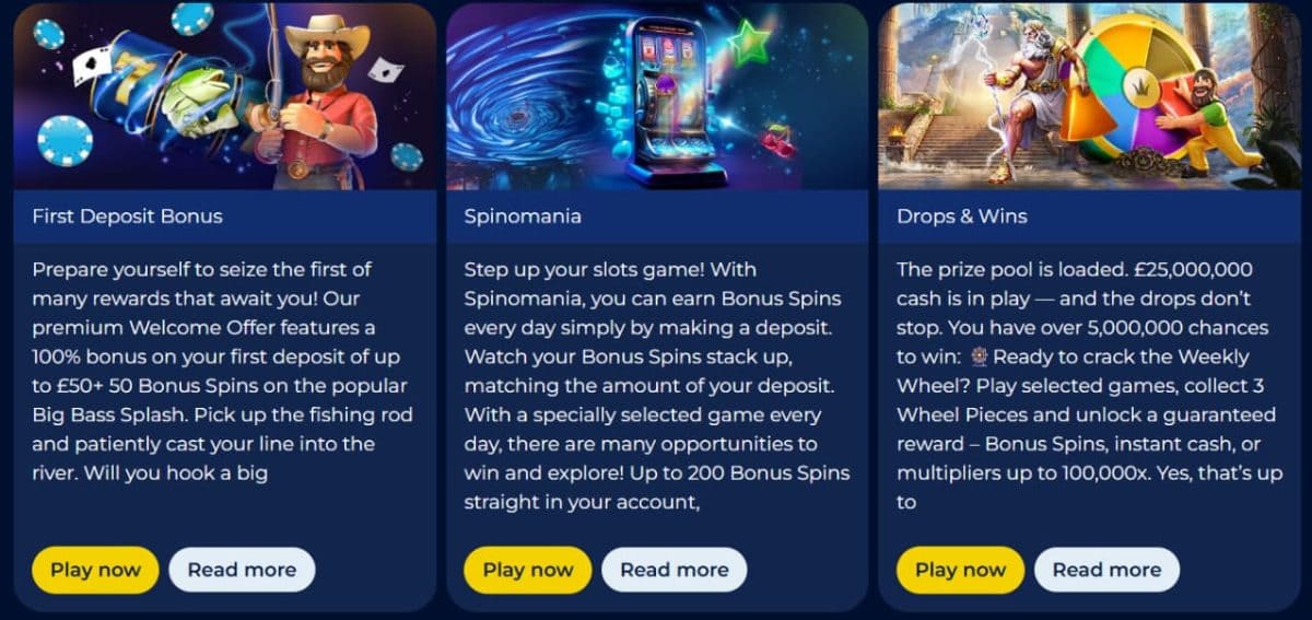 WinOMania Casino Bonus 2026 — Welcome bonus, Cashback, VIP UK image 1